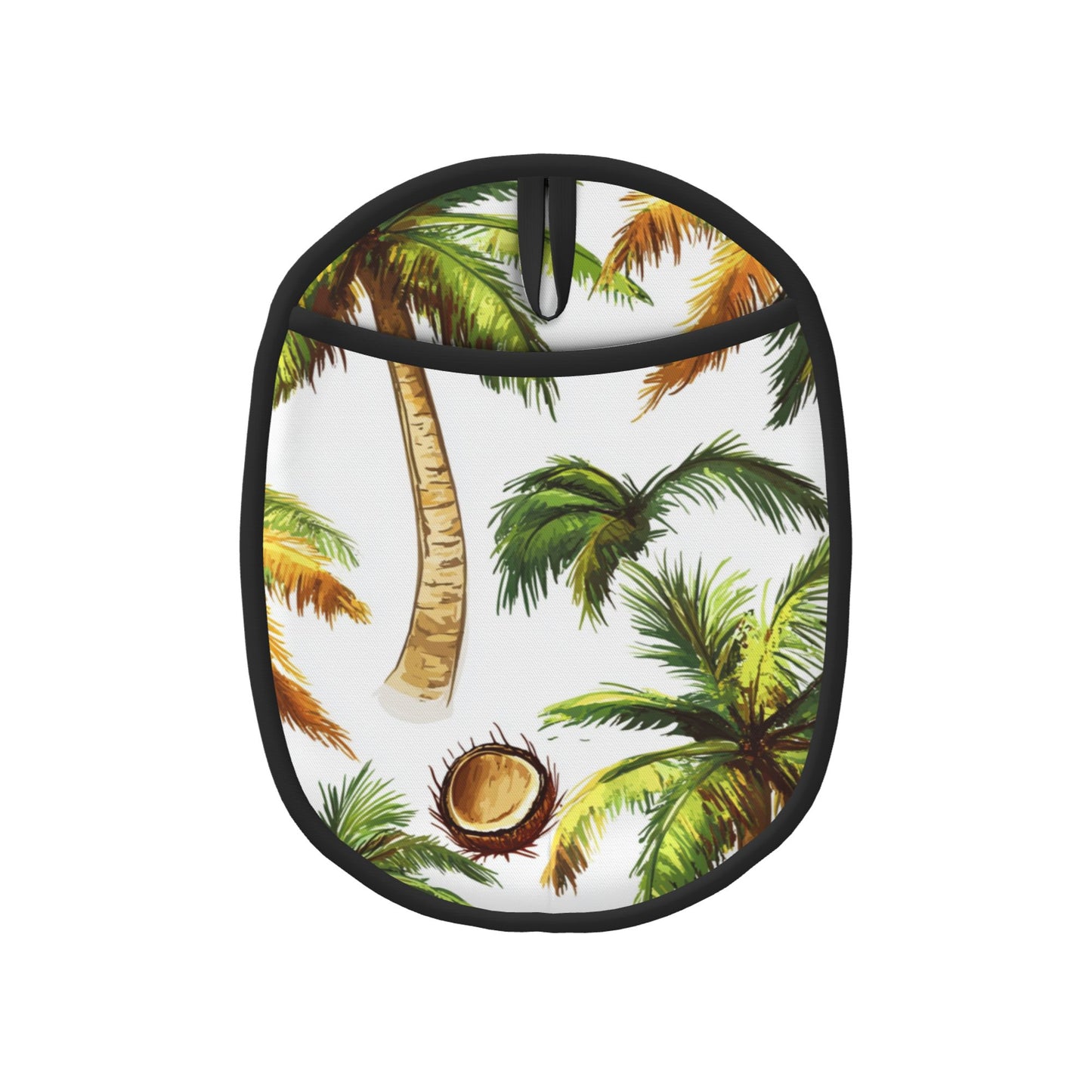 Tropical Coconut Tree Silicone Oven Mat – Heat-Resistant Kitchen Pot Holder with Pocket & Hanging Loop