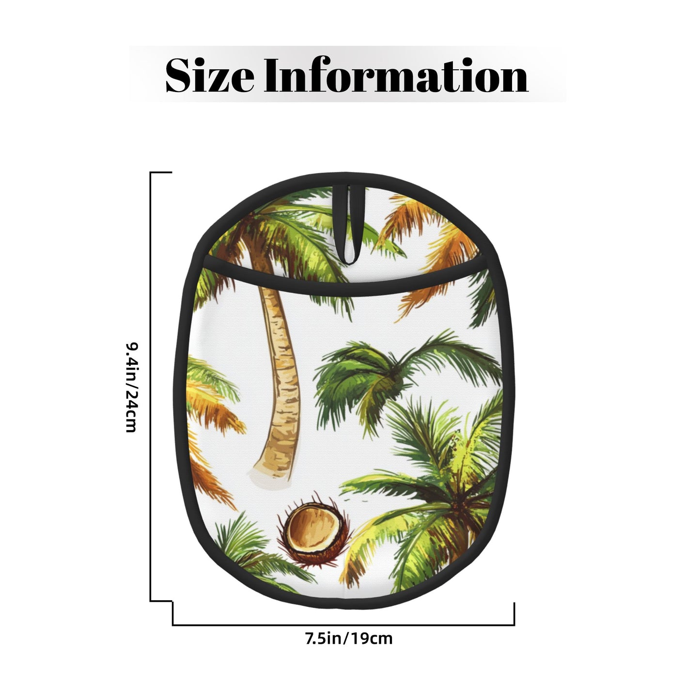 Tropical Coconut Tree Silicone Oven Mat – Heat-Resistant Kitchen Pot Holder with Pocket & Hanging Loop