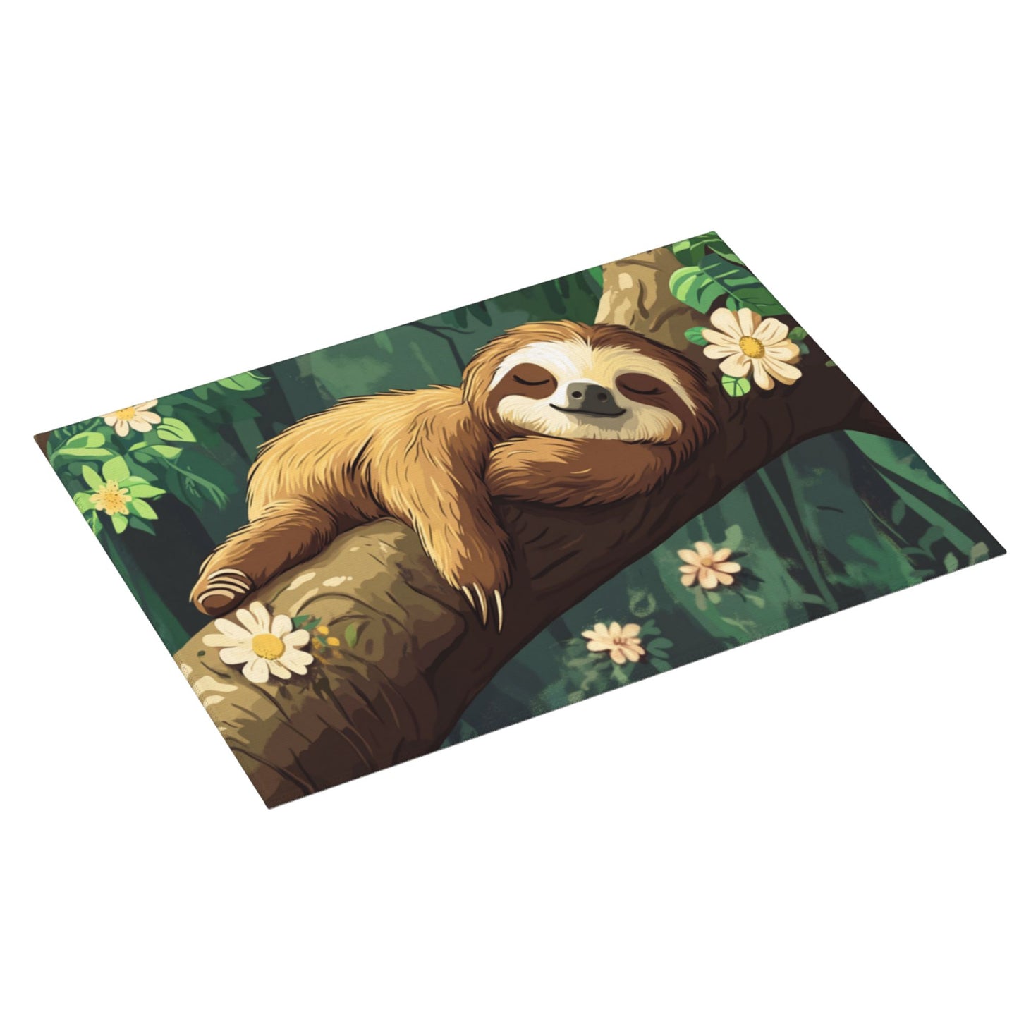 Cute Sloth Large Kitchen Dish Drying Mat – 24"x18" Absorbent Non-Slip Counter Mat with Hanging Loop